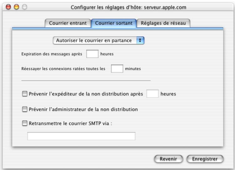 APPLE MAC OS X SERVER - Réglages du courrier sortant - 1