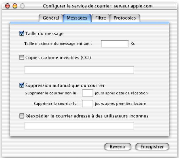 APPLE MAC OS X SERVER - Réglages des messages - 1