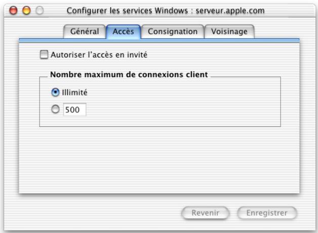 APPLE MAC OS X SERVER - Réglages d'accès - 1