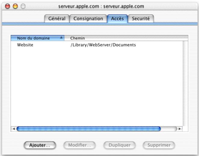 APPLE MAC OS X SERVER - Réglages d'accès pour sites web - 1