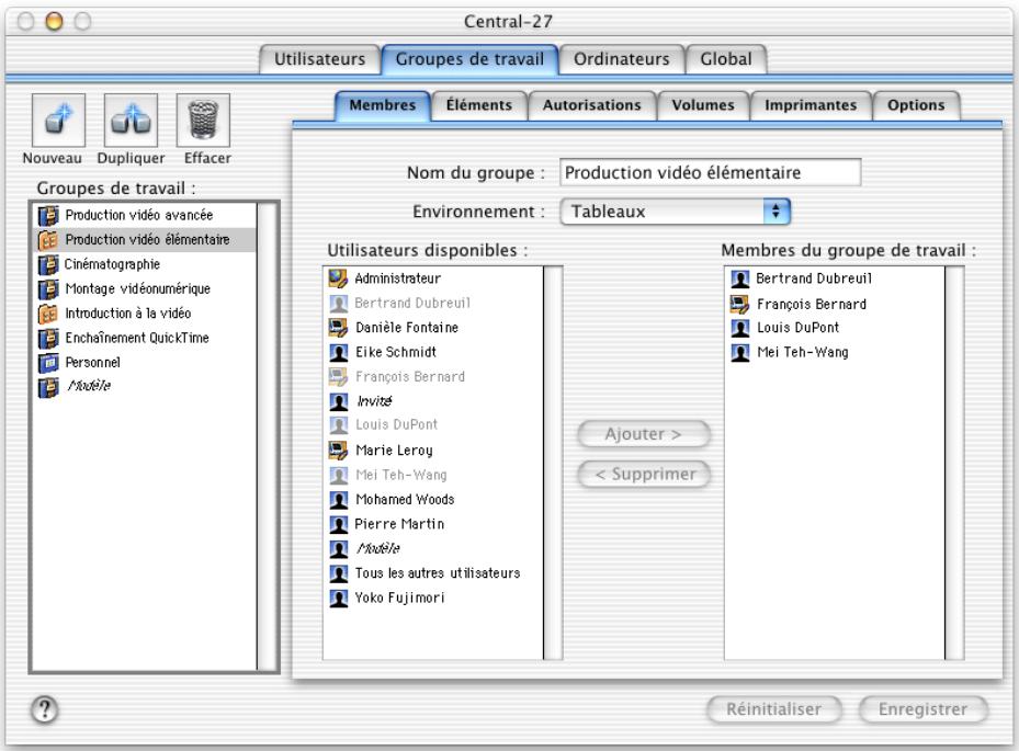 APPLE MAC OS X SERVER - Réglages des membres de groupes de travail - 1
