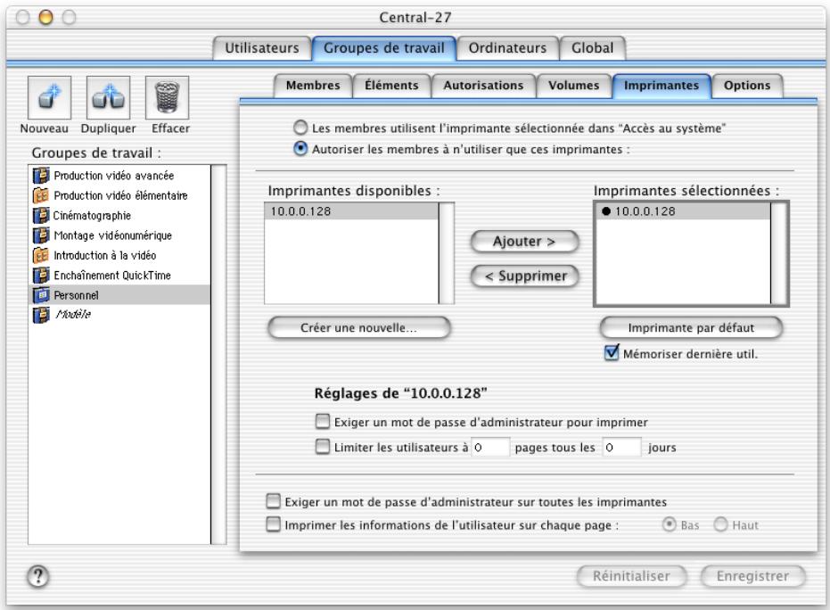 APPLE MAC OS X SERVER - Réglages d'impression des groupes de travail - 1