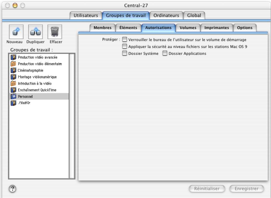 APPLE MAC OS X SERVER - Réglages autorisations des groupes de travail - 1