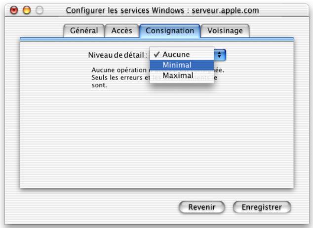 APPLE MAC OS X SERVER - Réglages de consignation - 1