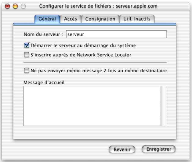 APPLE MAC OS X SERVER - Réglages généraux - 1