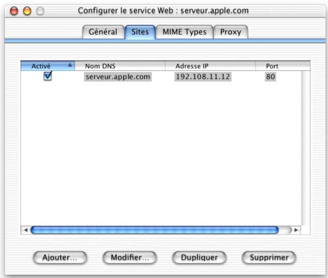 APPLE MAC OS X SERVER - Réglages de sites pour le service web - 1