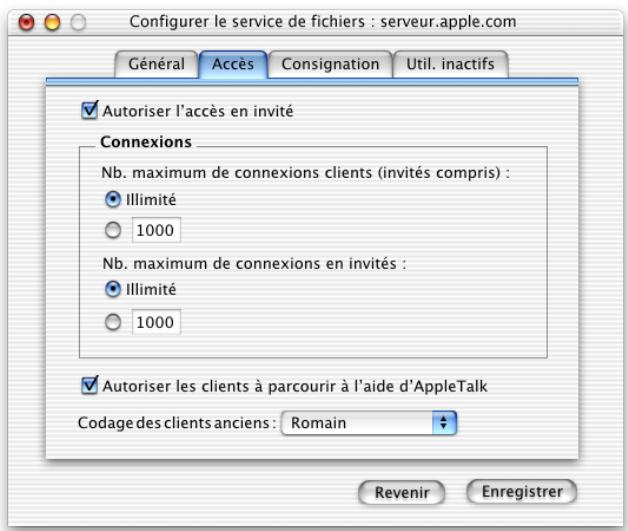 APPLE MAC OS X SERVER - Réglages d'accès - 1
