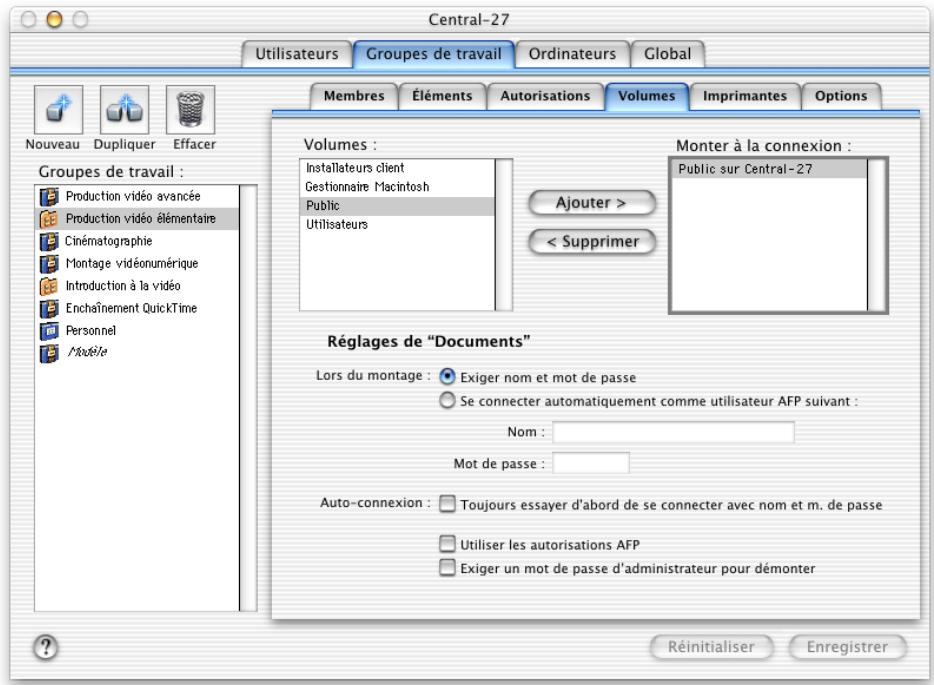 APPLE MAC OS X SERVER - Réglages volumes des groupes de travail - 1