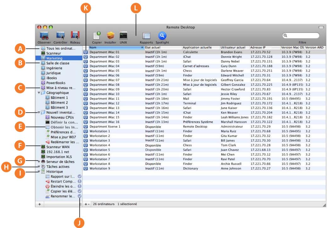 APPLE REMOTE DESKTOP 3.2 - Fenêtre principale de remote desktop - 1