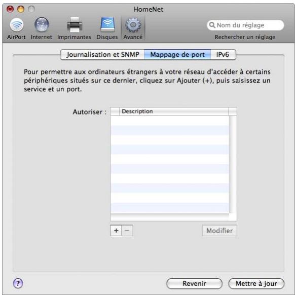 APPLE RESEAUX AIRPORT - Pour configurer le mappage de ports en entrée : - 1