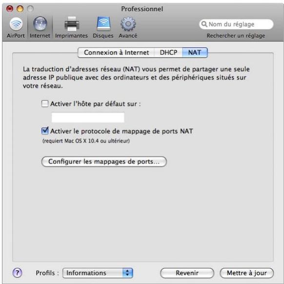 APPLE RESEAUX AIRPORT - Définition d'options DHCP et NAT - 2