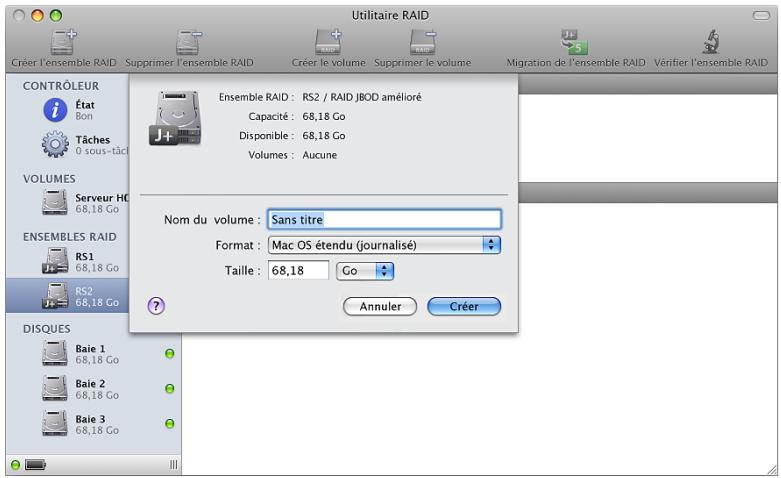 APPLE UTILITAIRE RAID - Creation d'un volume - 1