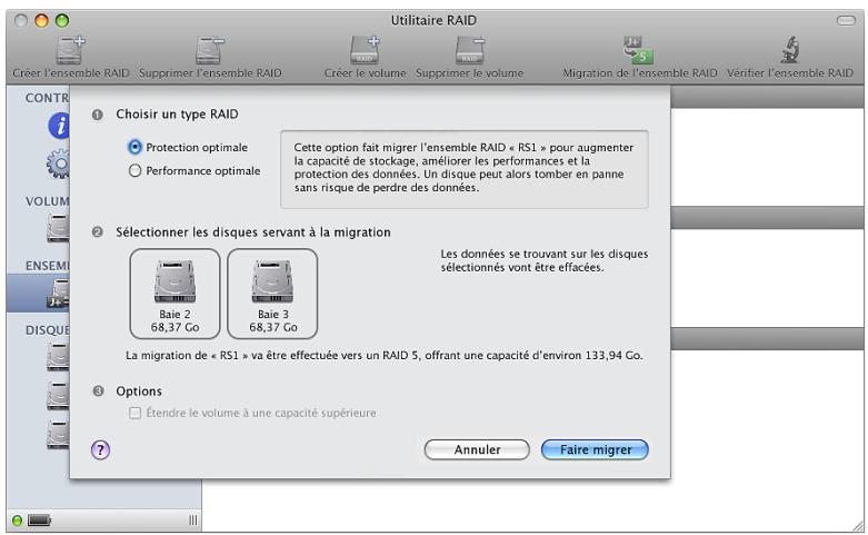 APPLE UTILITAIRE RAID - Migration d'un volume existant vers un volume RAID - 1