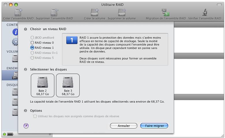 APPLE UTILITAIRE RAID - Création d'un ensemble RAID - 1