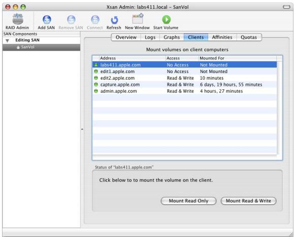 APPLE XSAN 1.4 - Step 15: Start the Volumes and Mount Them on Clients - 1