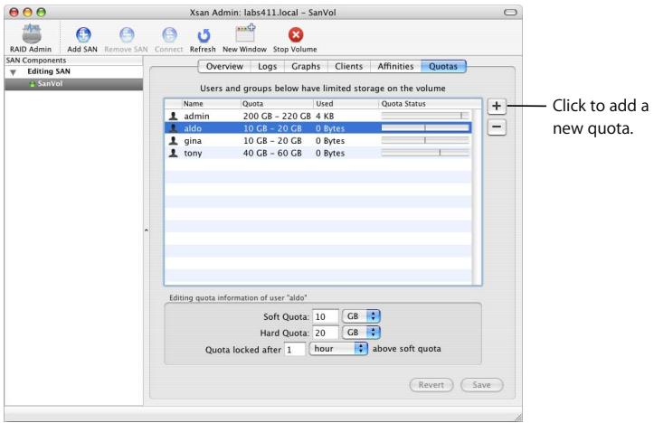 APPLE XSAN 1.4 - Step 14: (Optional) Set User and Group Quotas - 1