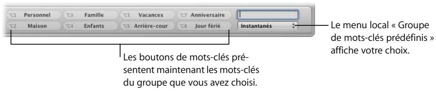 APPLE APERTURE 2.1.1 - Choix d'un groupe de mots-clés prédéfinis - 2