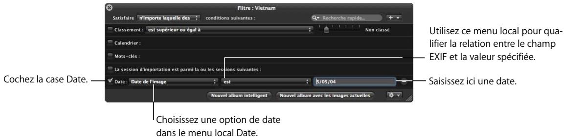 APPLE APERTURE 2.1.1 - Pour rechercher des images en fonction de la date de création : - 1