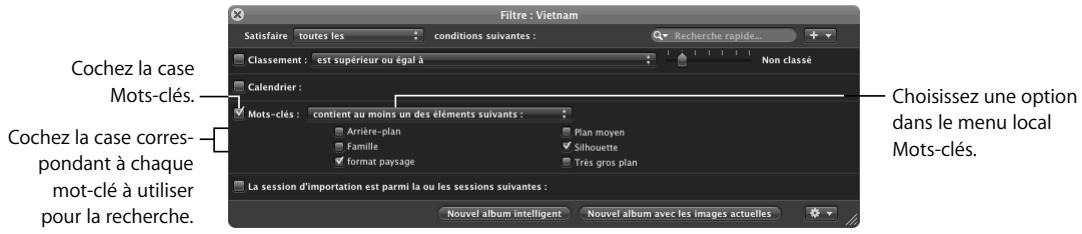 APPLE APERTURE 2.1.1 - Pour rechercher des images par mots-clés : - 1
