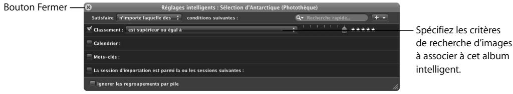 APPLE APERTURE 2.1.1 - Pour créer un album intelligent dont le champ de recherche ne couvre qu'un seul projet : - 2