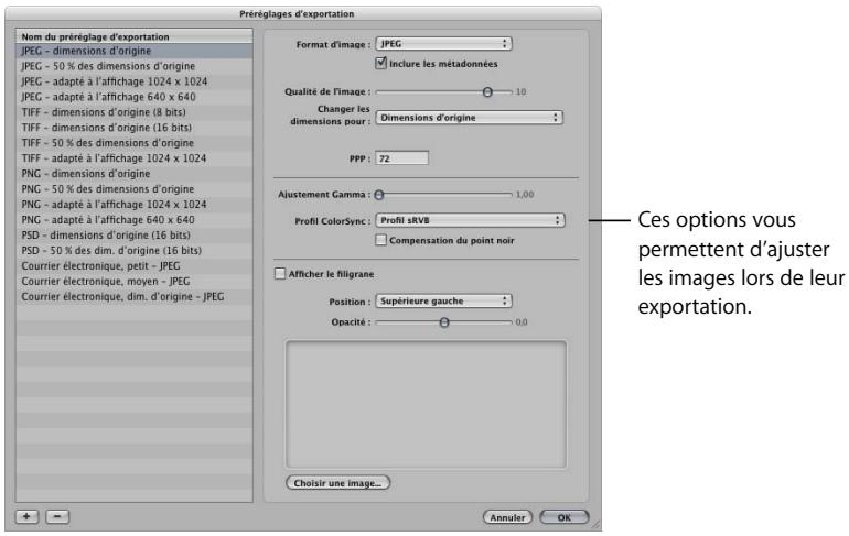APPLE APERTURE 2.1.1 - Ajustement des images lors de l'exportation - 1