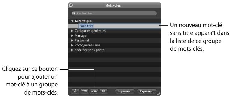 APPLE APERTURE 2.1.1 - Ajout de mots-clés à la palette de mots-clés - 3