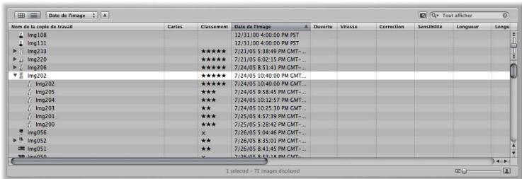 APPLE APERTURE 2.1.1 - Manipulation des piles en présentation par liste - 1