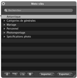 APPLE APERTURE 2.1.1 - Ajout de mots-clés à la palette de mots-clés - 2