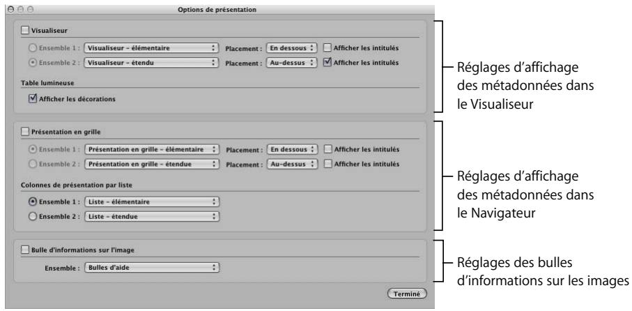 APPLE APERTURE 2.1.1 - Vue d'ensemble des métadonnées, des présentations de métadonnées et des préréglages des métadonnées - 1