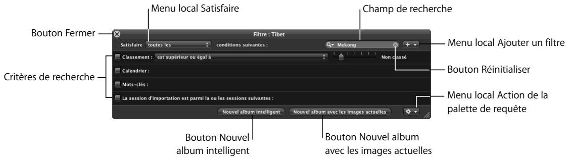 APPLE APERTURE 2.1.1 - Commandes de la palette de requête - 1