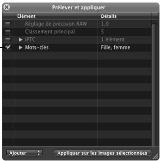 APPLE APERTURE 2.1.1 - Affectation de mots-clés à l'aide de la palette prélever et appliquer - 3