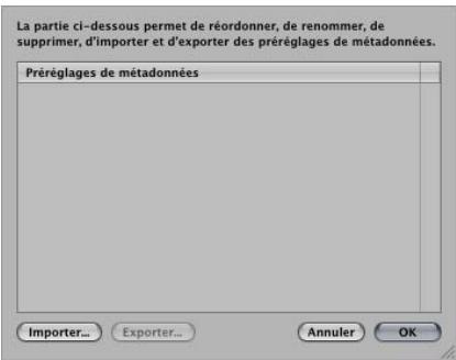 APPLE APERTURE 2.1.1 - Pour ordonner les préréglages de métadonnées dans la liste : - 1