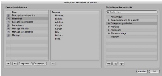 APPLE APERTURE 2.1.1 - Création d'un groupe de mots-clés prédéfinis - 2