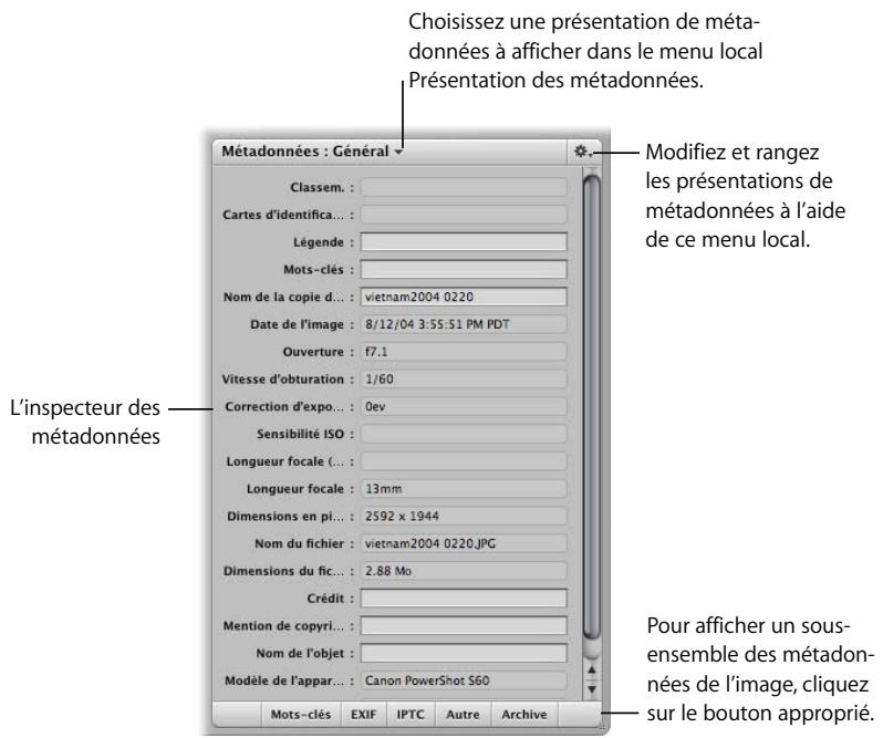 APPLE APERTURE 2.1.1 - À propos de l'affichage de métadonnées en mode plein écran - 1
