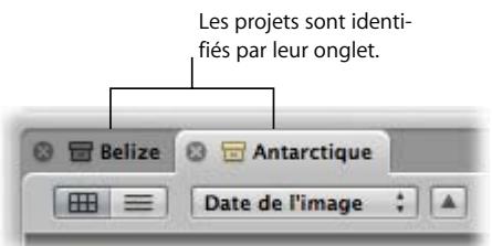 APPLE APERTURE 2.1.1 - Pour passer d'un projet ouvert à l'autre : - 1