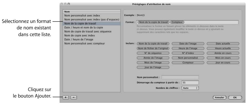 APPLE APERTURE 2.1.1 - Pour créer un nouveau format de nom : - 2