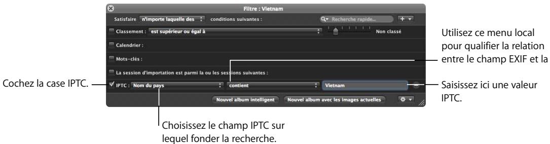 APPLE APERTURE 2.1.1 - Pour rechercher des images en fonction des données IPTC : - 1