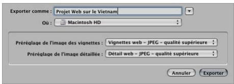APPLE APERTURE 2.1.1 - Pour exporter des pages web : - 1