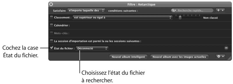 APPLE APERTURE 2.1.1 - Pour rechercher des images en fonction de leur état de fichier : - 1