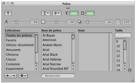 APPLE APERTURE 2.1.1 - Pour afficher la fenêtre police : - 1