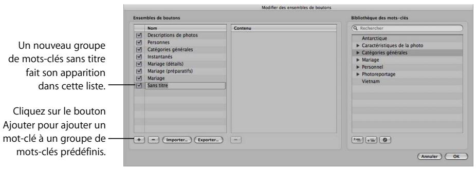 APPLE APERTURE 2.1.1 - Création d'un groupe de mots-clés prédéfinis - 3