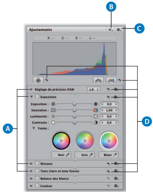 APPLE APERTURE 2.1.1 - Pour afficher l'inspecteur des ajustements, effectuez l'une des opérations suivantes : - 1