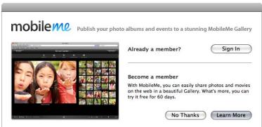 APPLE APERTURE 3 - Set up and sign in to a MobileMe account - 2