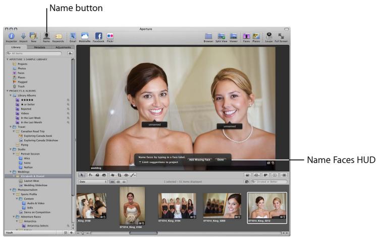 APPLE APERTURE 3 - Assign a name to a face in a folder, project, or album - 2