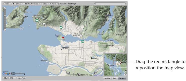 APPLE APERTURE 3 - Navigate within the map when it is zoomed in - 1