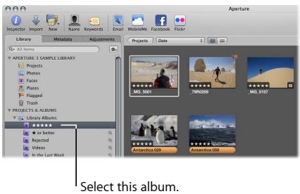 APPLE APERTURE 3 - View images rated five stars - 1