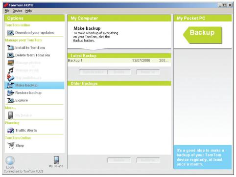 TOMTOM NAVIGATOR 6 - PDA/MOBILE NAVIGATION - Making a backup - 1