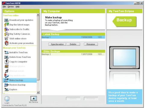 TOMTOM ECLIPSE AVN2227P - Making a backup - 1