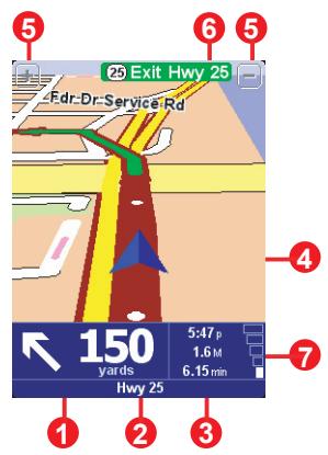TOMTOM NAVIGATOR 5 - Contenu de l'écran - 1