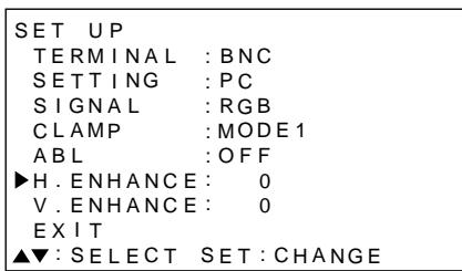 PIONEER PDP-502MXE - Press / to select H. ENHANCE or V. ENHANCE, then press SET. - 1
